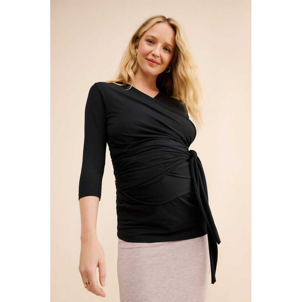Seraphine Women Maternity Winifrid 34 Sleeve Skin To Skin Top Black M
